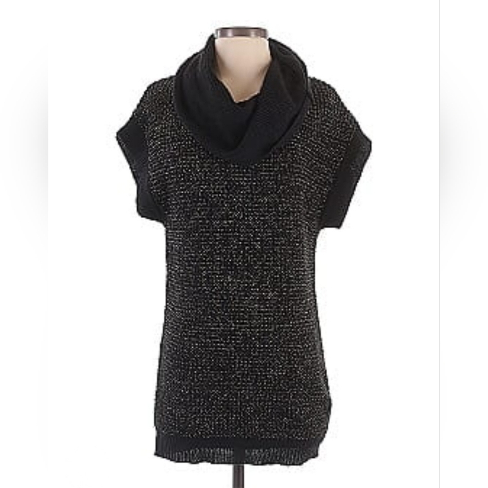 Nine West Black With Shimmery Gold Thread Sweater Dress - Size M